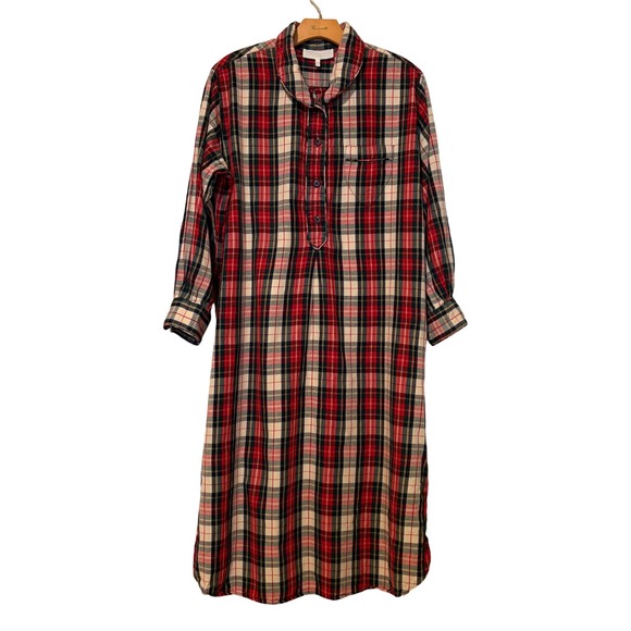 The Great Sleep Red Plaid Sleep Dress Nightgown Maxi Dress Long Sleeve SZ 2 M